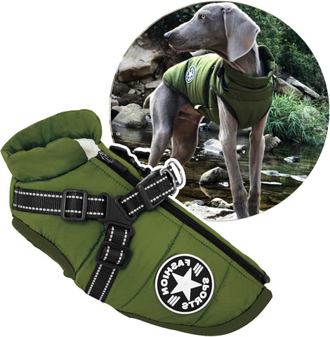 Waterproof Dog Jacket with Built-In Harness