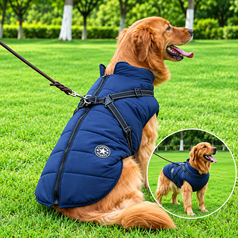 Waterproof Dog Jacket with Built-In Harness